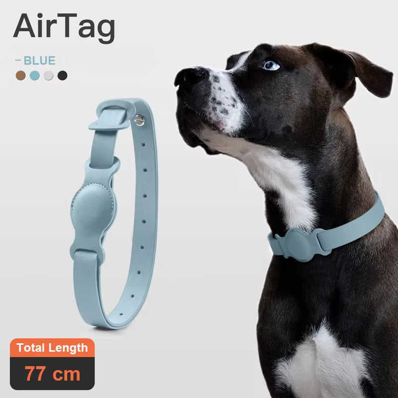 Stylish Leather Pet Collar with Adjustable Fit for Apple Airtag - Keep Your Furry Friends Safe and Trackable! 🐾✨