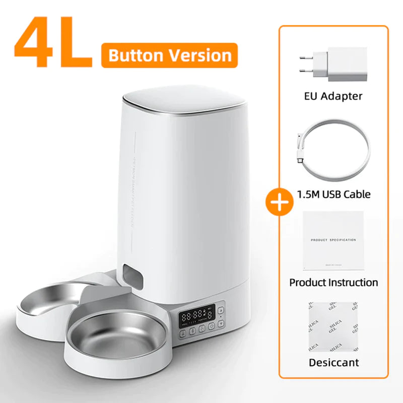  Automatic Cat Feeder. Pet Smart Cat Food Kibble Dispenser, Remote Control Wifi Button Auto Feeder for Cats and dogs