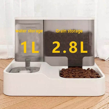 2 In1 Feeder Food Water Dispenser Bowl Automatic Dog Cat Bottle Pet Self Feeding