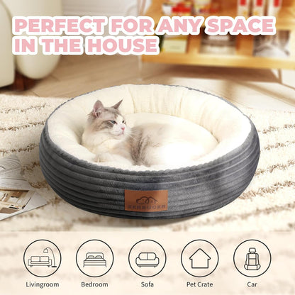 Cozy 20" Cat & Small Dog Bed - Calming Indoor Pet Bed for Ultimate Comfort