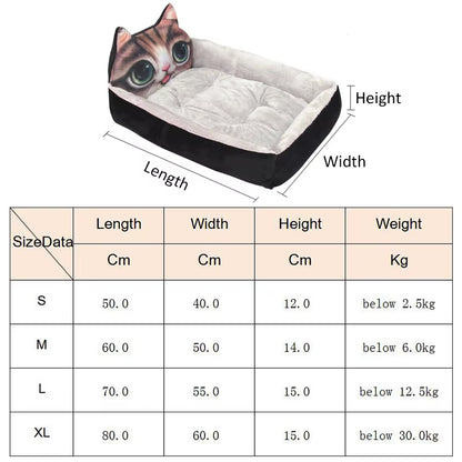 Cute Cartoon Pet Beds for Small Medium or large Dogs. Winter Warm Puppy or Cat Sofa Bed Washable