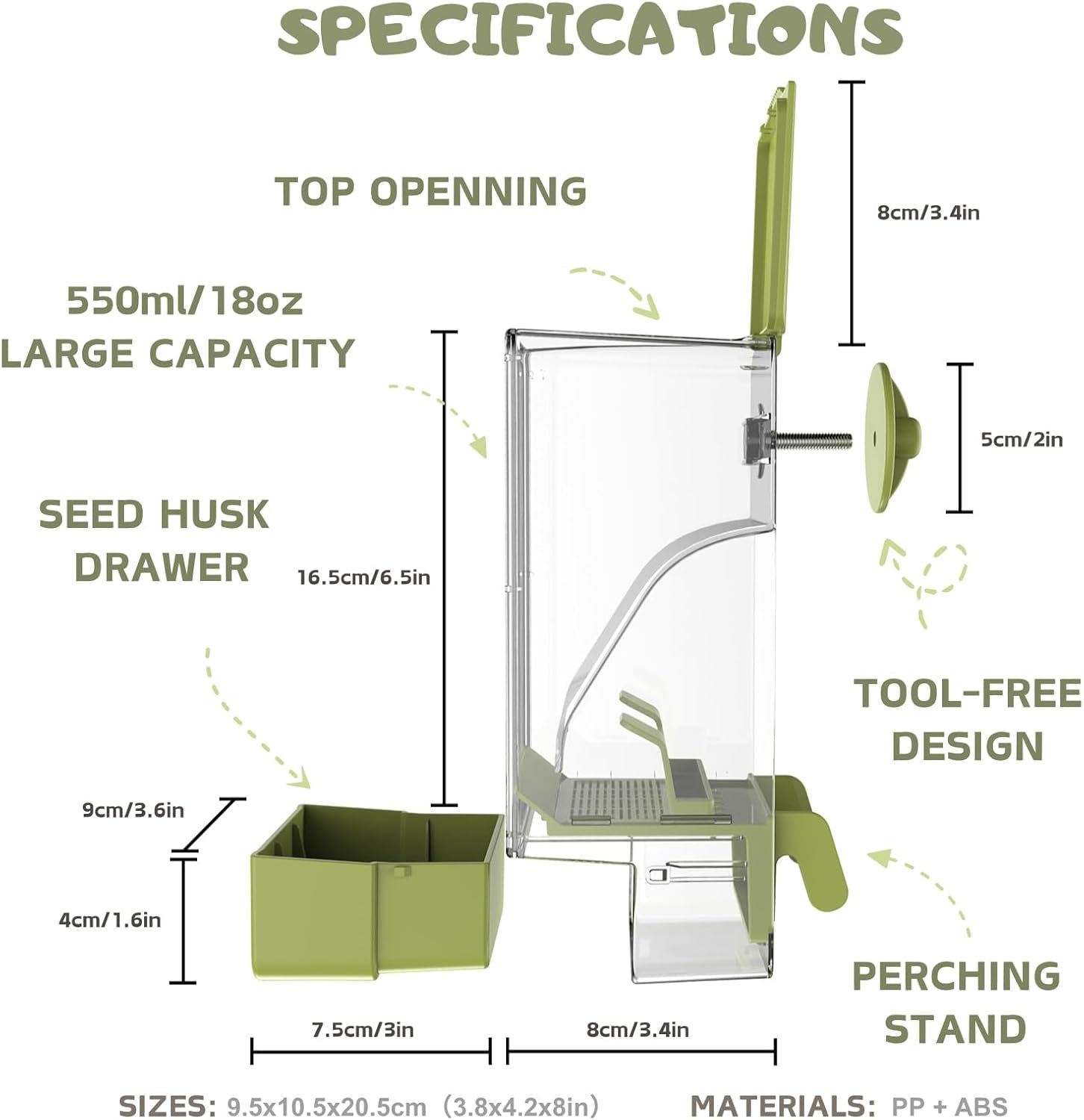 Automatic Bird Feeder, Bird Cage Feeder with Perch