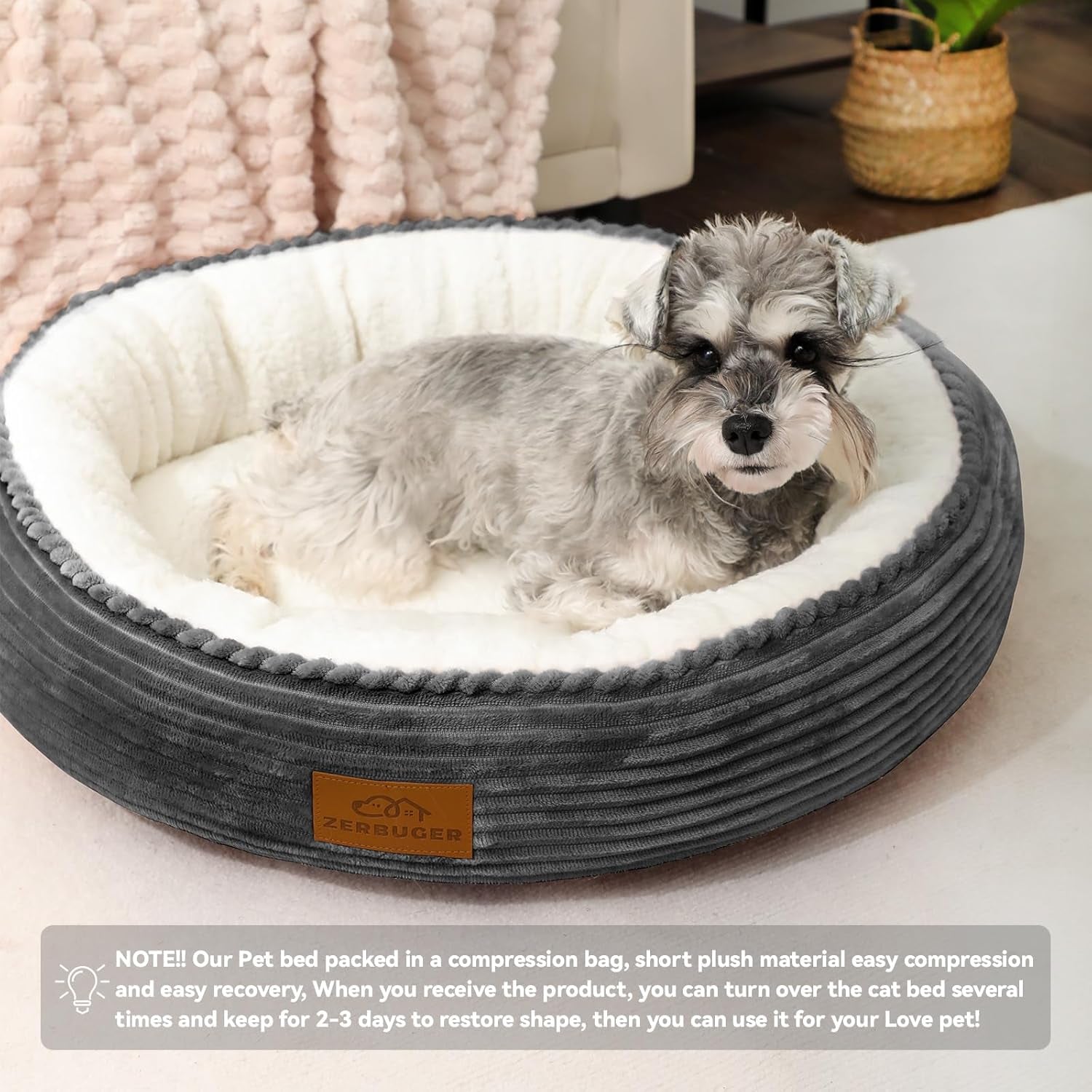 Cozy 20" Cat & Small Dog Bed - Calming Indoor Pet Bed for Ultimate Comfort