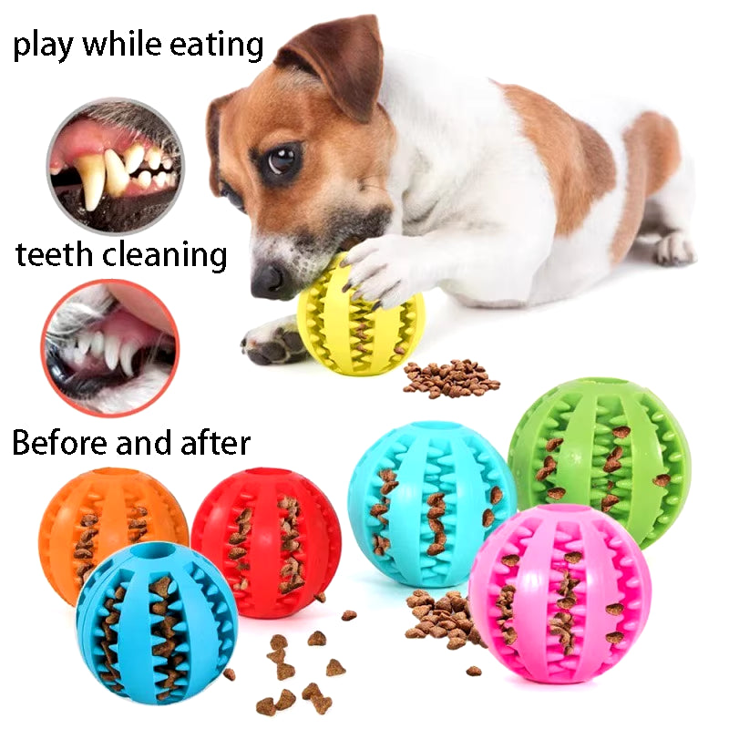 Natural Rubber Pet Dog Toys Dog Chew Toys Tooth Cleaning Treat Ball 