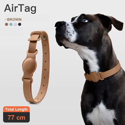 Stylish Leather Pet Collar with Adjustable Fit for Apple Airtag - Keep Your Furry Friends Safe and Trackable! 🐾✨