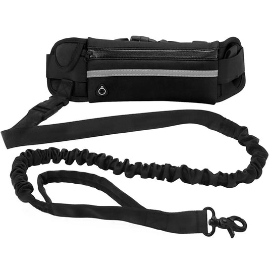 Hands-Free Reflective Dog Leash with Waist Bag and Elastic Belt for Running and Walking