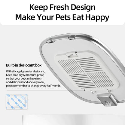 Automatic Cat Feeder. Pet Smart Cat Food Kibble Dispenser, Remote Control Wifi Button Auto Feeder for Cats and dogs