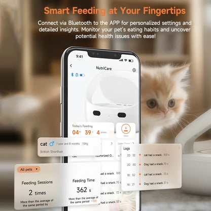Smart Pet Feeder Sensor Recognition Automatic Cat Feeder with WIFI App Control Accurate Pet Food Dispenser Anti-Snatch Feeder