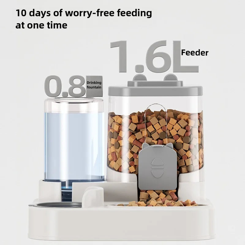 Automatic Feeder with Spill Proof Design with Water Fountain. Pet Food Dispenser for Small, Medium & Large Cats Dogs
