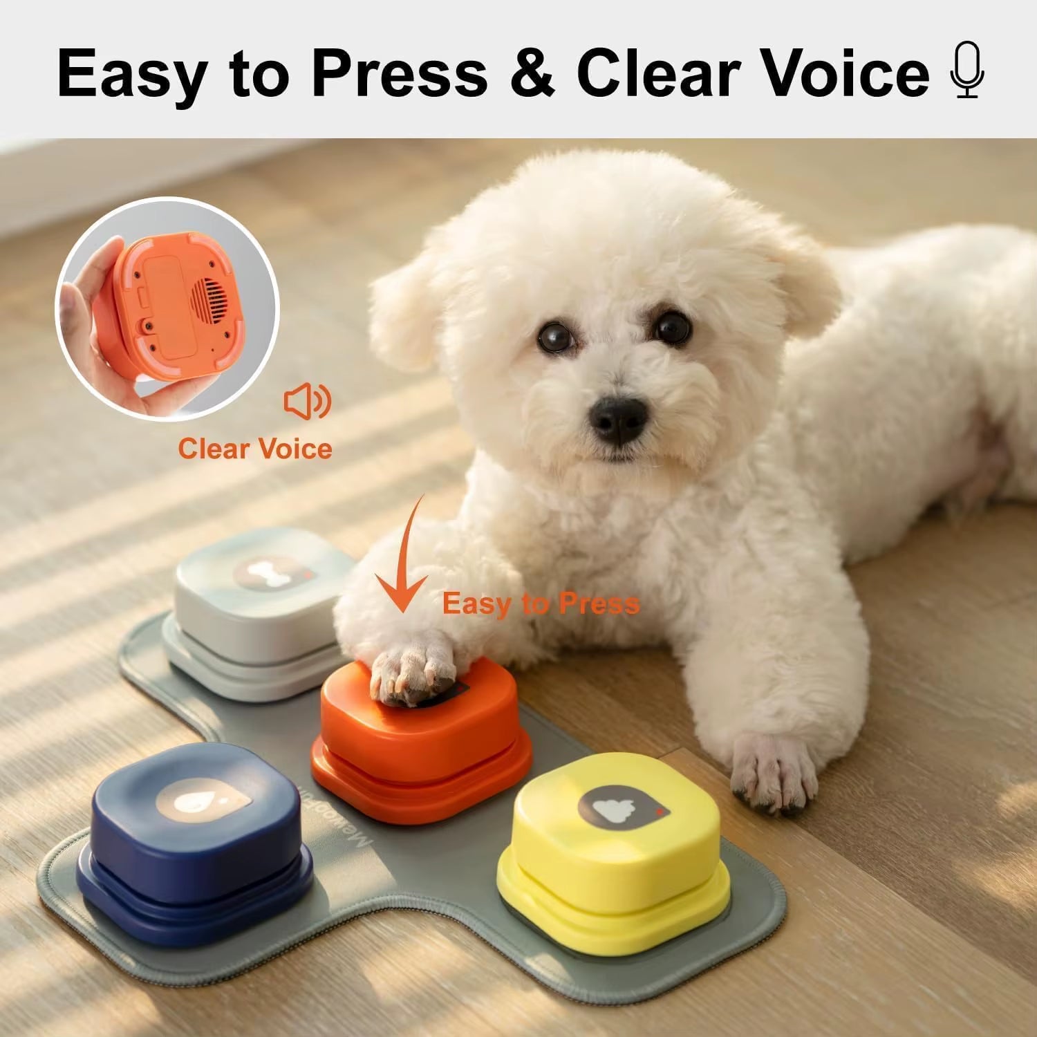Interactive Dog Communication Button - Easy Vocal Training Toy with Pad & Stickers