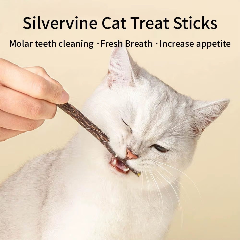 10Pcs Silver Vine Sticks for Cats, Natural Catnip Toys, Pet Cat Chew Sticks, Kitten Teething Interactive Stick Toys