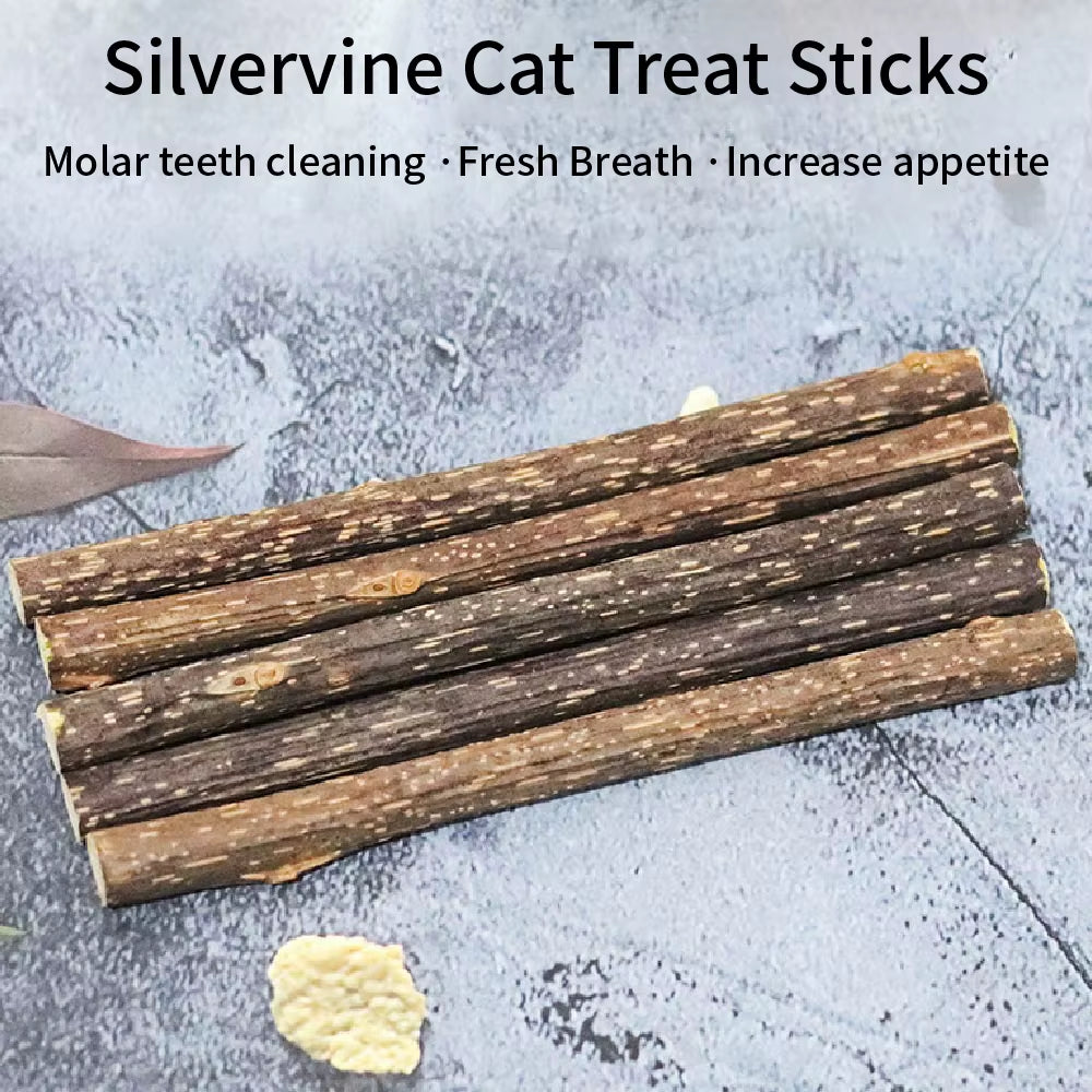 10Pcs Silver Vine Sticks for Cats, Natural Catnip Toys, Pet Cat Chew Sticks, Kitten Teething Interactive Stick Toys