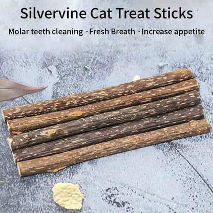 10Pcs Silver Vine Sticks for Cats, Natural Catnip Toys, Pet Cat Chew Sticks, Kitten Teething Interactive Stick Toys