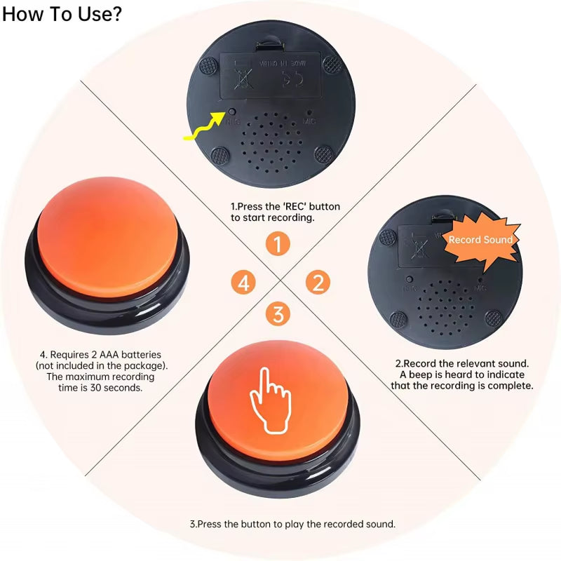 Transform Your Pet's Communication! 🎤🐾 30-Second Recordable Voice Buttons for Training & Fun! 🐶✨