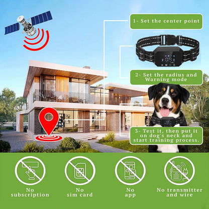 Adjustable GPS Wireless Dog Fence with Shock & Vibration - 100-3300 Ft Range, Rechargeable & Customizable Warning Strength