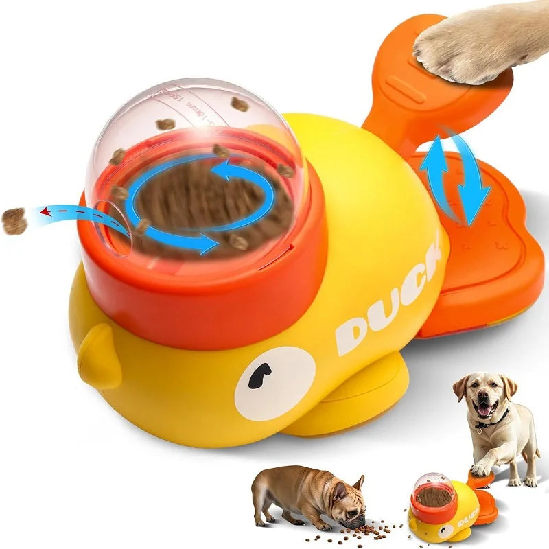 Pet Food Feeder Cartoon Duck Design Pet Snack Puzzle Feeder Anti-Slip Puppy Automatic Dog Cat Food Dispenser Toy