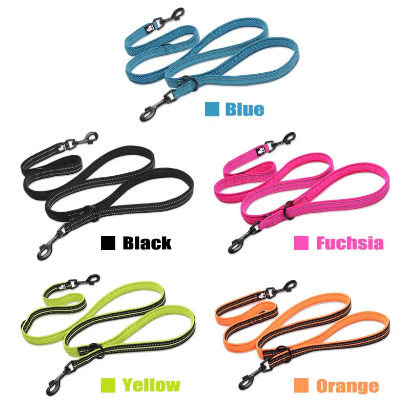 Multi-Functional 7-in-1 Adjustable Hands-Free Dog Leash with Reflective Features for Walking Two Dogs