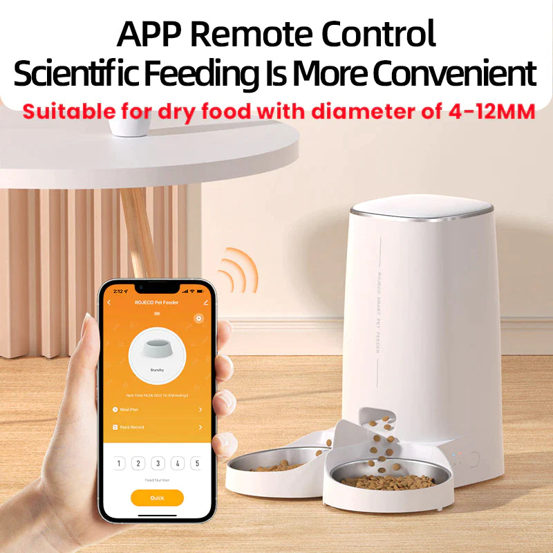  Automatic Cat Feeder. Pet Smart Cat Food Kibble Dispenser, Remote Control Wifi Button Auto Feeder for Cats and dogs