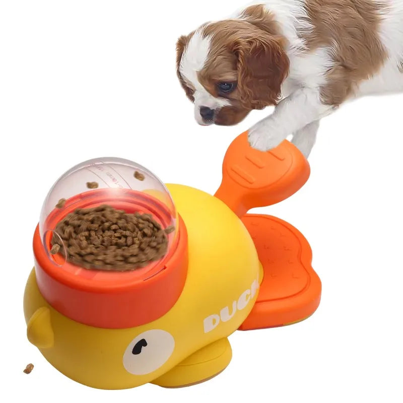Pet Food Feeder Cartoon Duck Design Pet Snack Puzzle Feeder Anti-Slip Puppy Automatic Dog Cat Food Dispenser Toy
