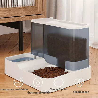 2 In1 Feeder Food Water Dispenser Bowl Automatic Dog Cat Bottle Pet Self Feeding