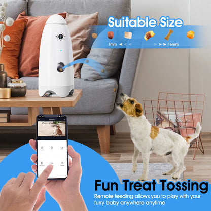 Smart 1080P Dog Camera 180° View with Treat Dispenser - Interactive Pet Feeder and Monitoring System Designed for Dogs