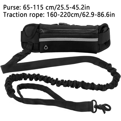Hands-Free Reflective Dog Leash with Waist Bag and Elastic Belt for Running and Walking