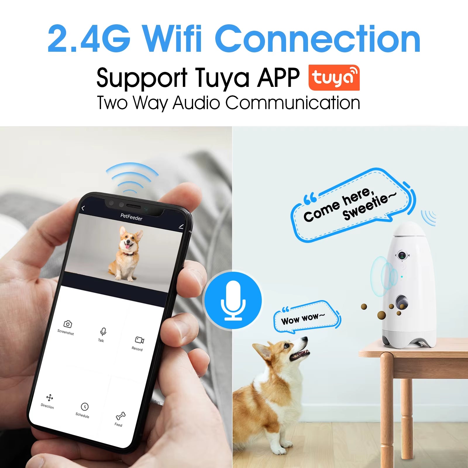 Smart 1080P Dog Camera 180° View with Treat Dispenser - Interactive Pet Feeder and Monitoring System Designed for Dogs