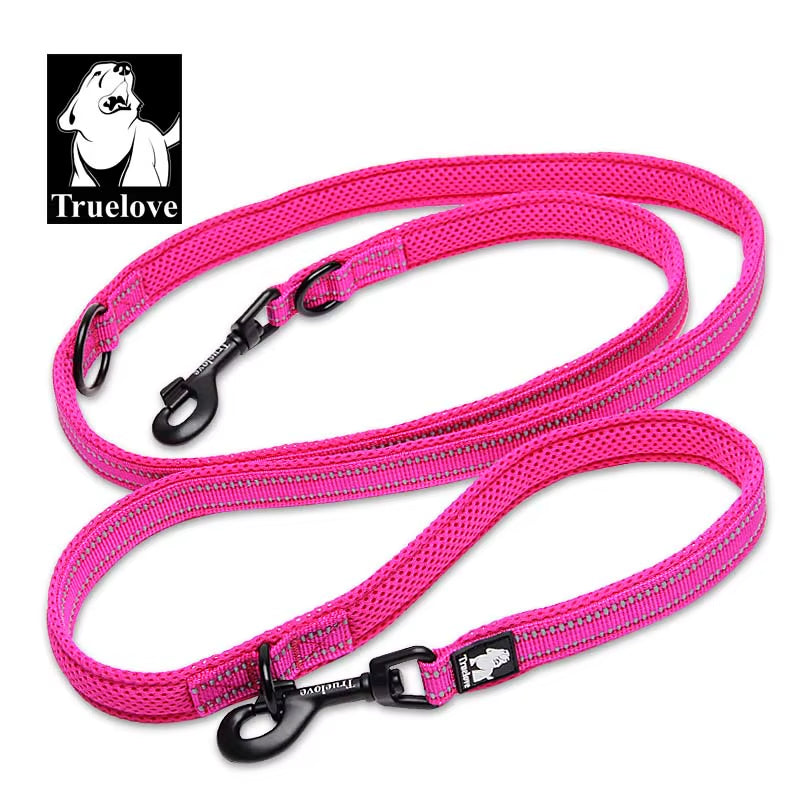 Multi-Functional 7-in-1 Adjustable Hands-Free Dog Leash with Reflective Features for Walking Two Dogs