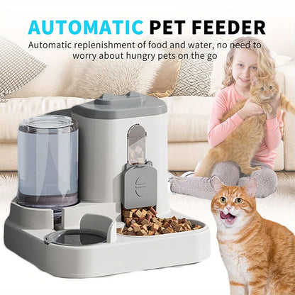 Automatic Feeder with Spill Proof Design with Water Fountain. Pet Food Dispenser for Small, Medium & Large Cats Dogs