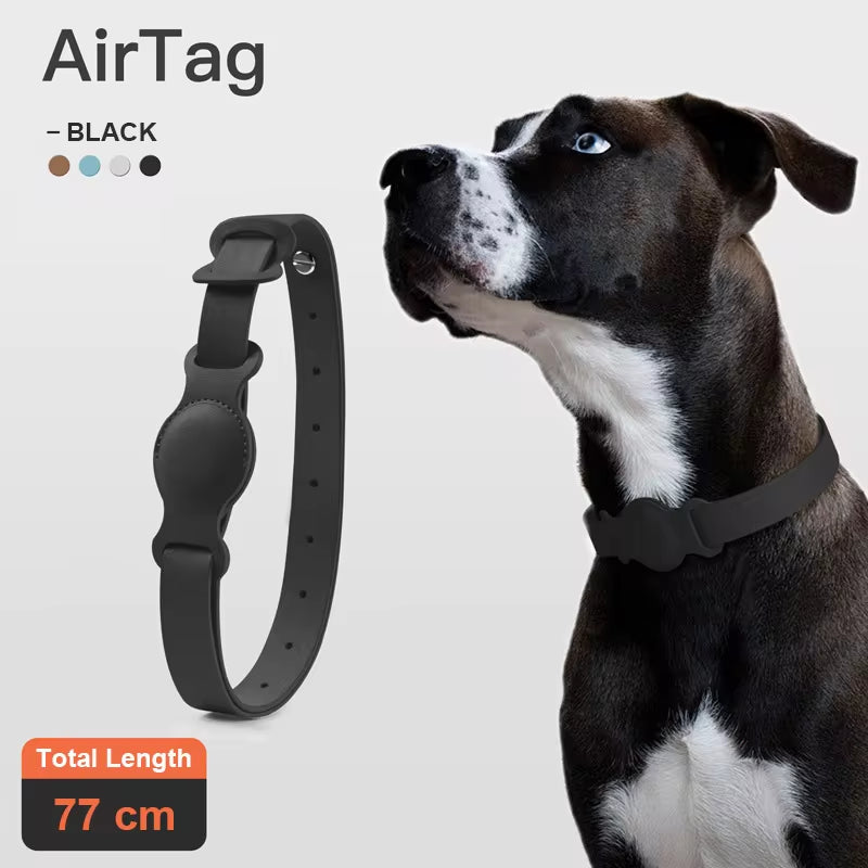 Stylish Leather Pet Collar with Adjustable Fit for Apple Airtag - Keep Your Furry Friends Safe and Trackable! 🐾✨