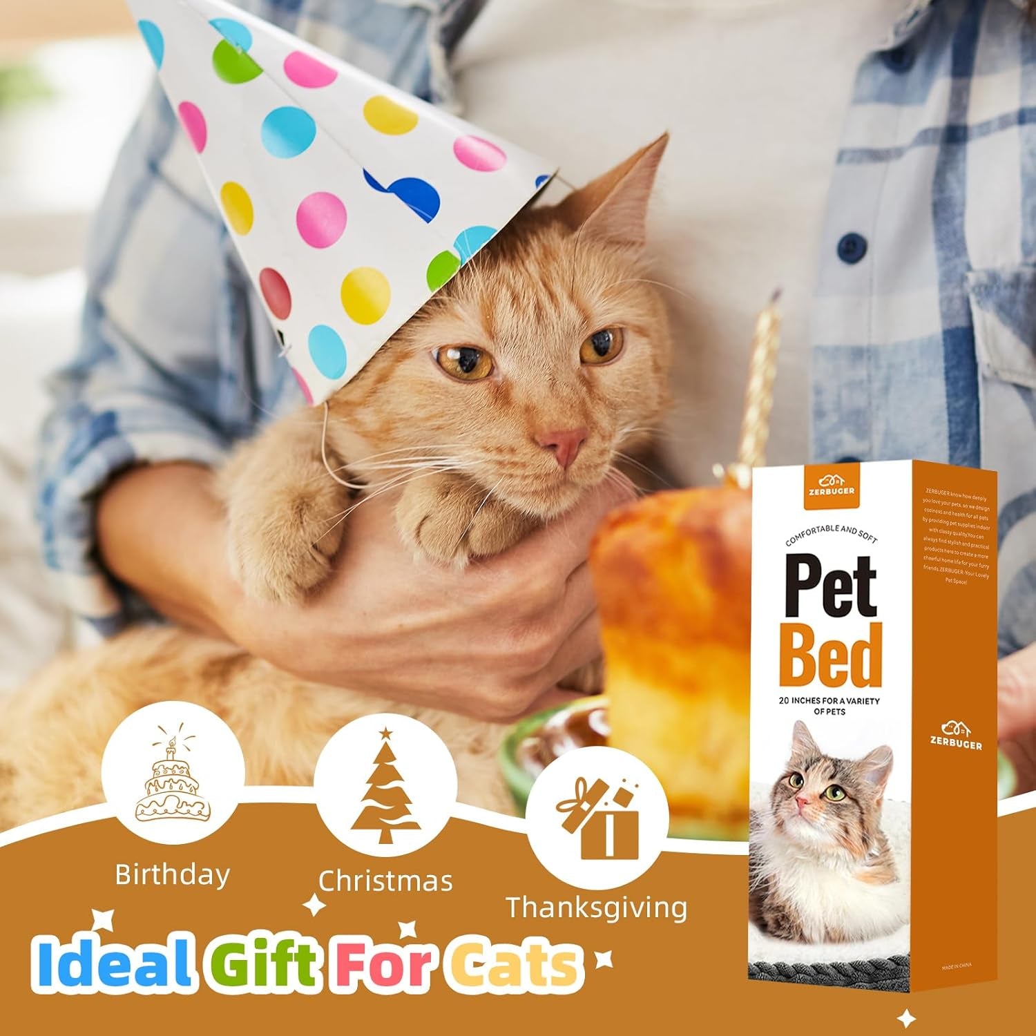 Cozy 20" Cat & Small Dog Bed - Calming Indoor Pet Bed for Ultimate Comfort