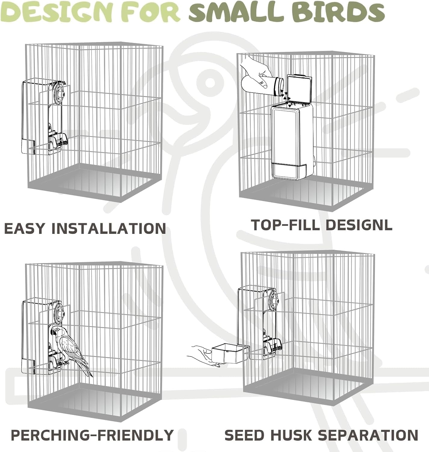 Automatic Bird Feeder, Bird Cage Feeder with Perch