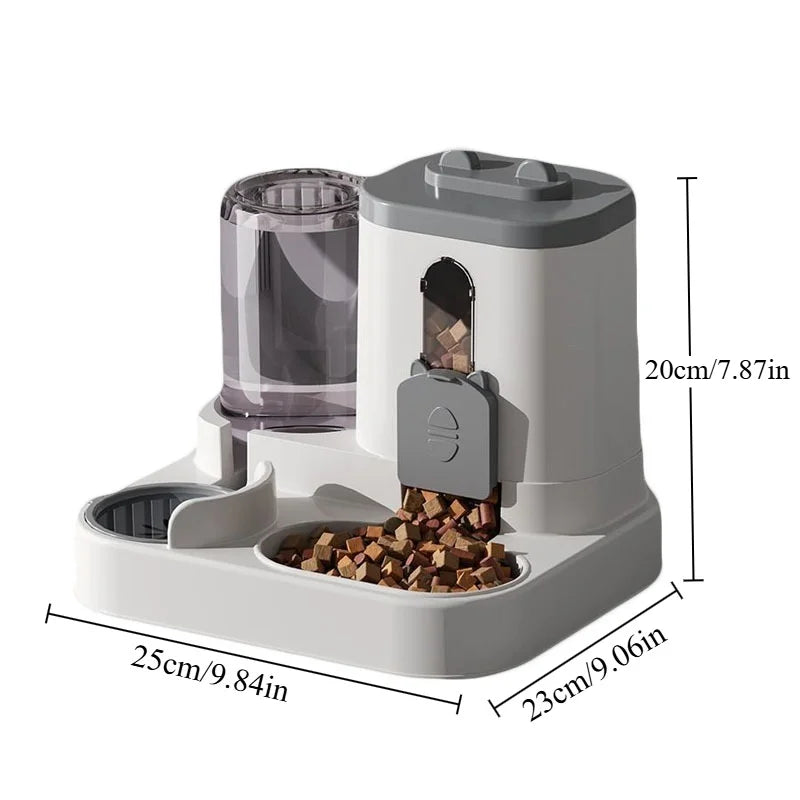 Automatic Feeder with Spill Proof Design with Water Fountain. Pet Food Dispenser for Small, Medium & Large Cats Dogs