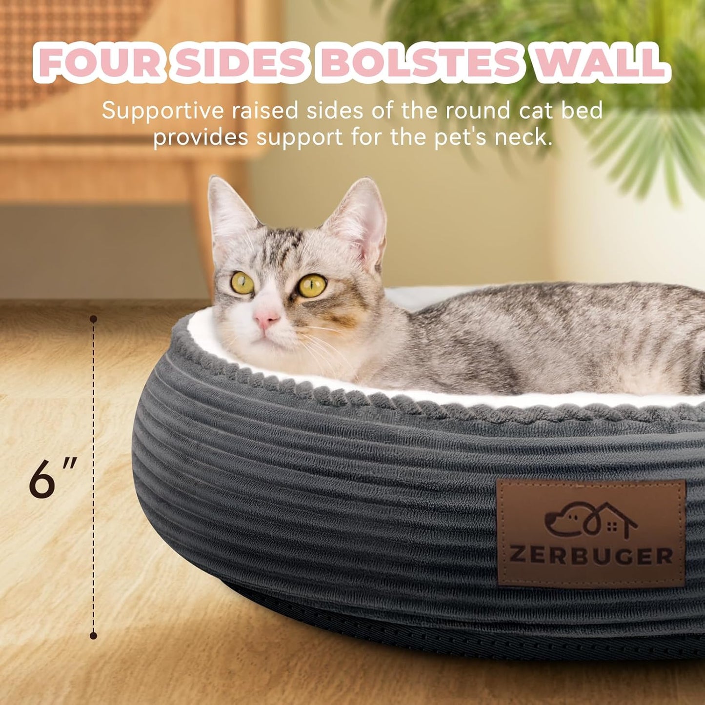 Cozy 20" Cat & Small Dog Bed - Calming Indoor Pet Bed for Ultimate Comfort