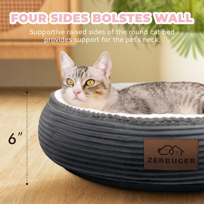 Cozy 20" Cat & Small Dog Bed - Calming Indoor Pet Bed for Ultimate Comfort