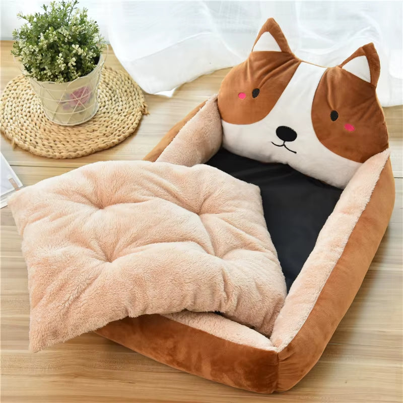 Cute Cartoon Pet Beds for Small Medium or large Dogs. Winter Warm Puppy or Cat Sofa Bed Washable