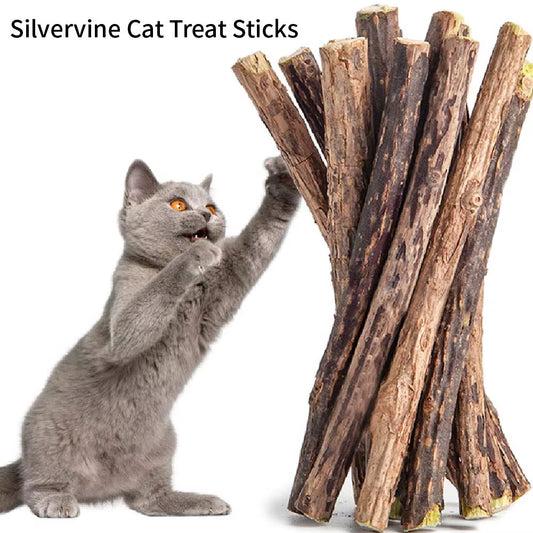 10Pcs Silver Vine Sticks for Cats, Natural Catnip Toys, Pet Cat Chew Sticks, Kitten Teething Interactive Stick Toys