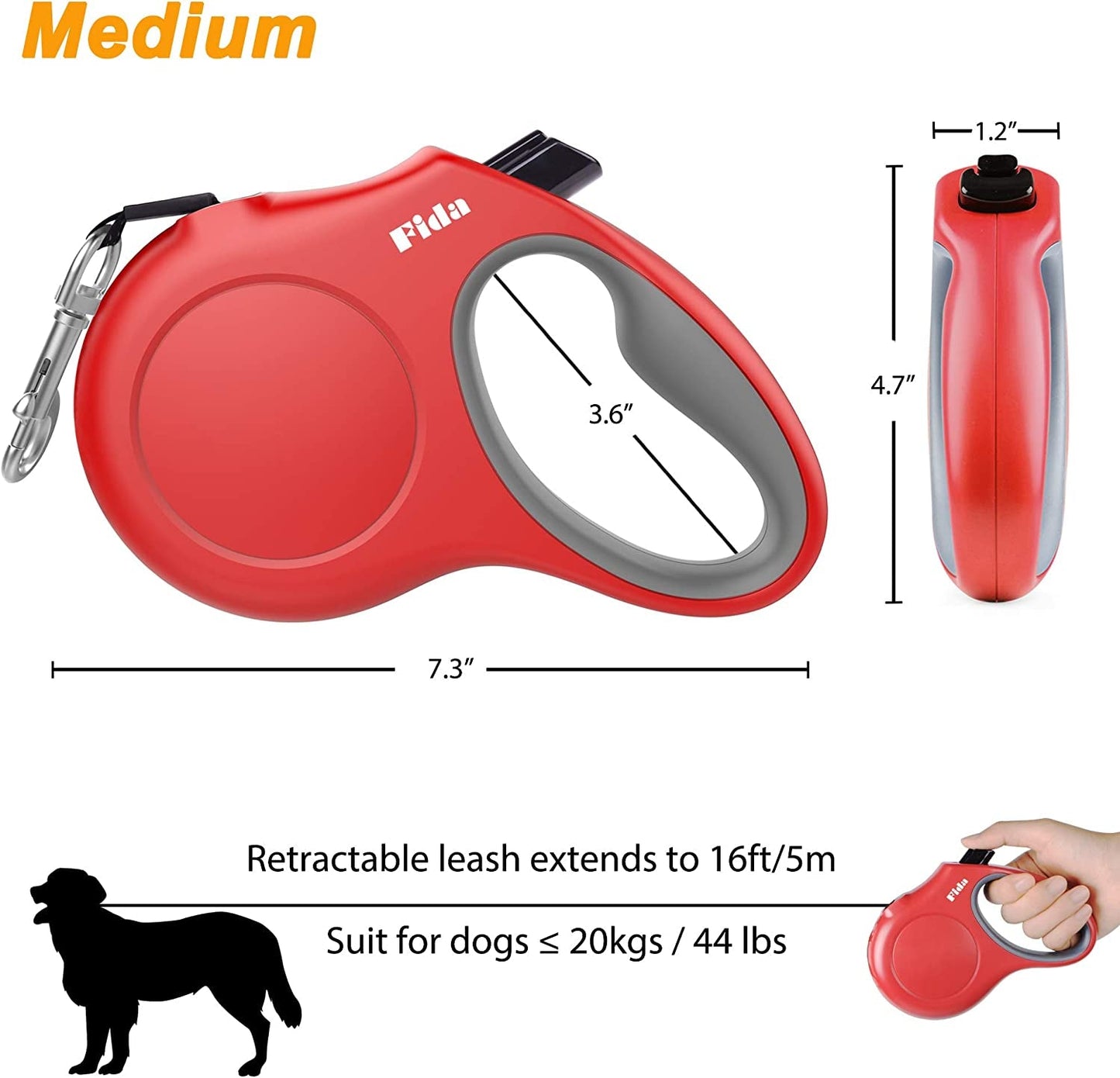 Retractable Dog Leash with Dispenser for Poop Bags