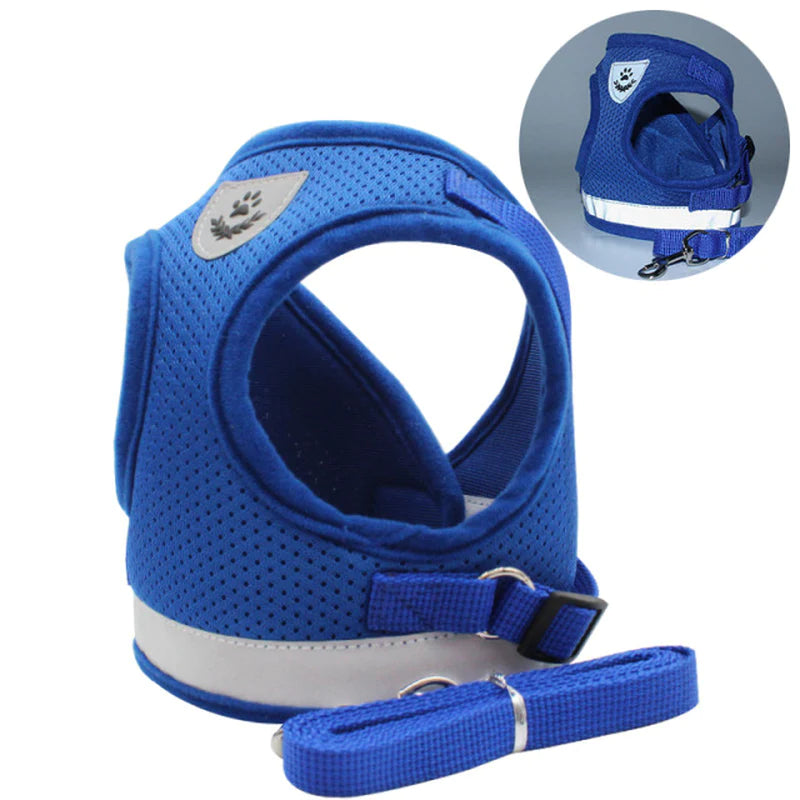 Adjustable Breathable Cat Harness and Leash - Escape Proof Vest for Kittens, Puppies, and Dogs with Reflective Design for Easy Control