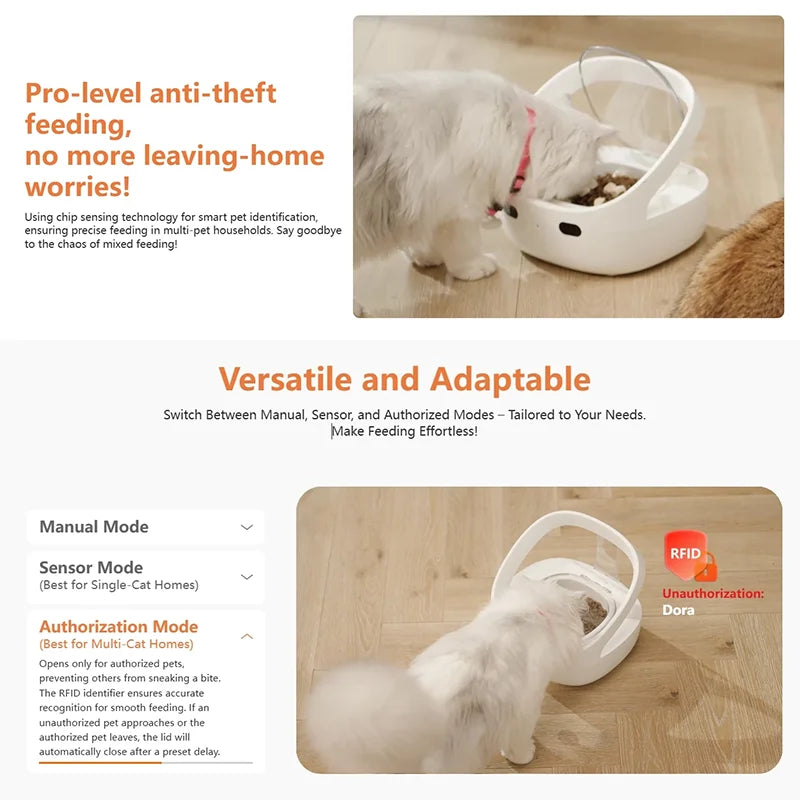 Smart Pet Feeder Sensor Recognition Automatic Cat Feeder with WIFI App Control Accurate Pet Food Dispenser Anti-Snatch Feeder