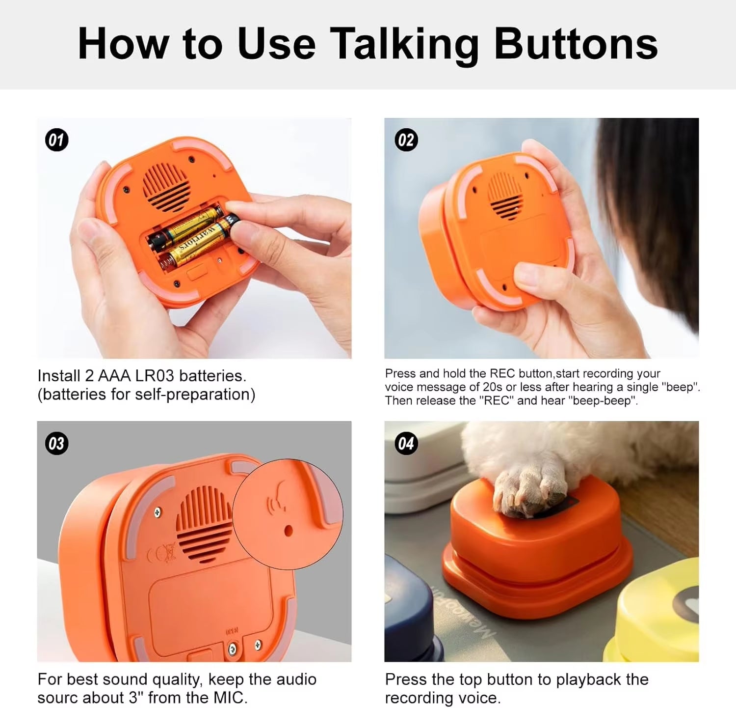 Interactive Dog Communication Button - Easy Vocal Training Toy with Pad & Stickers
