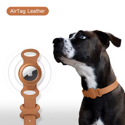 Stylish Leather Pet Collar with Adjustable Fit for Apple Airtag - Keep Your Furry Friends Safe and Trackable! 🐾✨